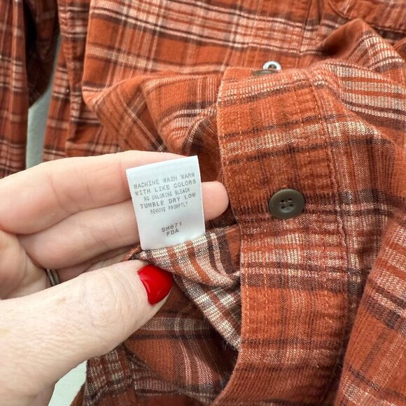 Cabelas Plaid Corduroy Elbow Patch Long Sleeve Button Down Shirt Mens size Large - Picture 4 of 5